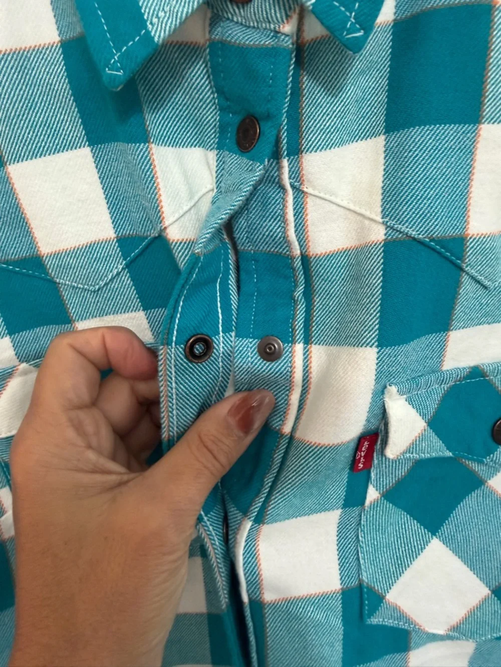 Levi’s NFL Miami Dolphins Flannel Shirt Men’s L Teal Plaid Button Down